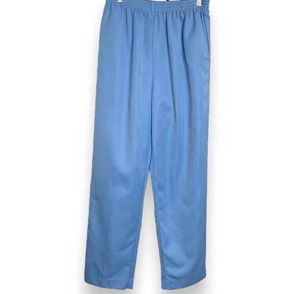 Alfred Dunner Pull On Pants Women's 10 Petite Light Blue Pockets Retro Business - Picture 5 of 13